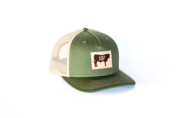 Green Leather Steer Hat