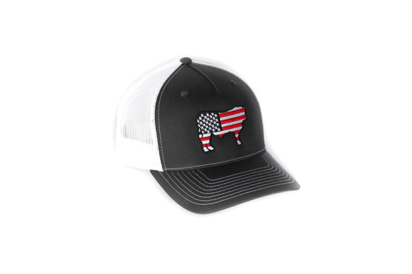 Charcoal Patriotic Steer Hat
