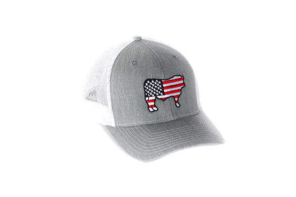 Grey Patriotic Steer Hat