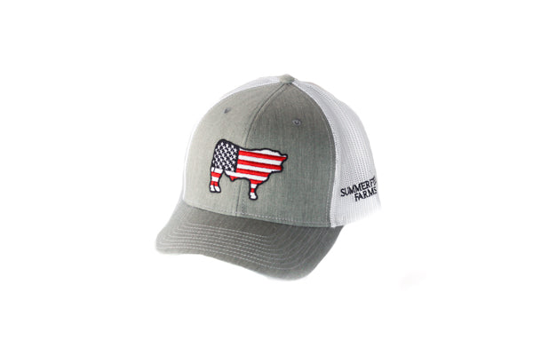 Grey Patriotic Steer Hat