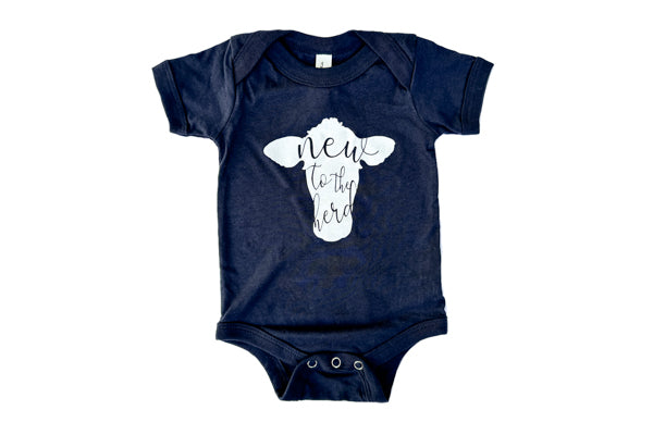 Navy New to the Herd Onesie