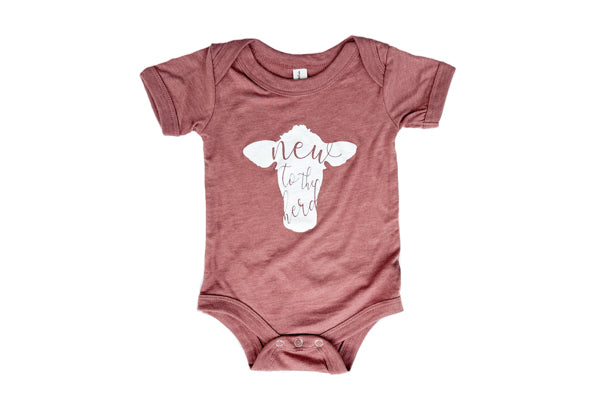 Mauve New To Herd Onesie